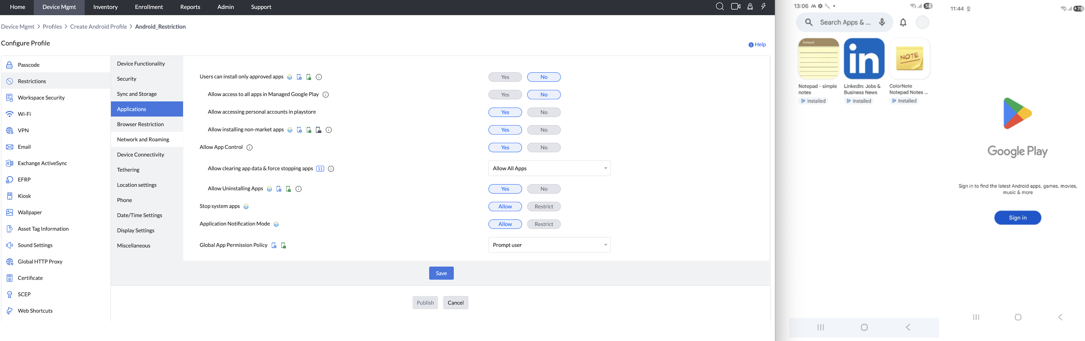 Allow access to all apps under Managed Google Play