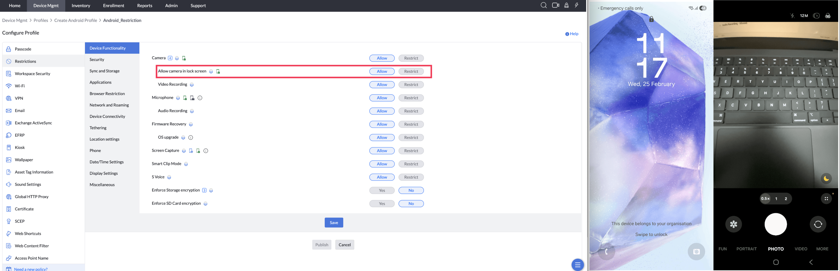 Access Camera from Lock Screen