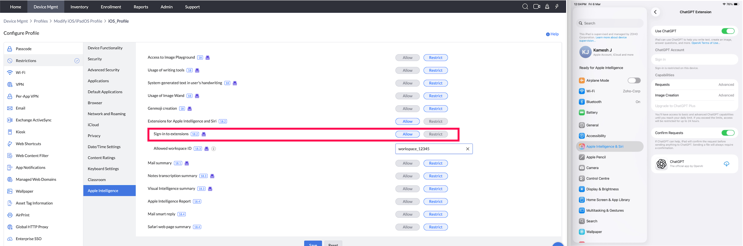 Sign-in to extensions 