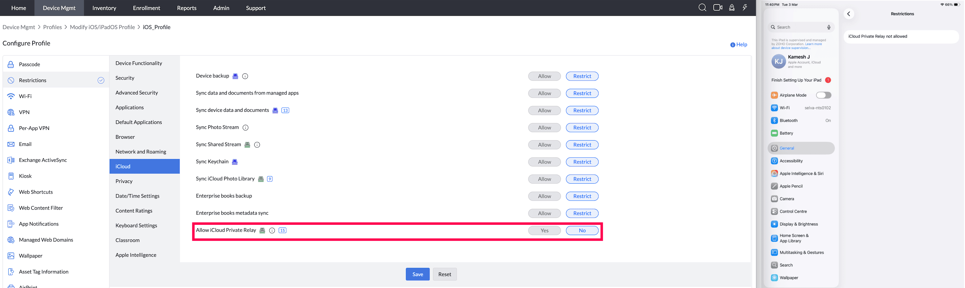 Allow iCloud Private Relay