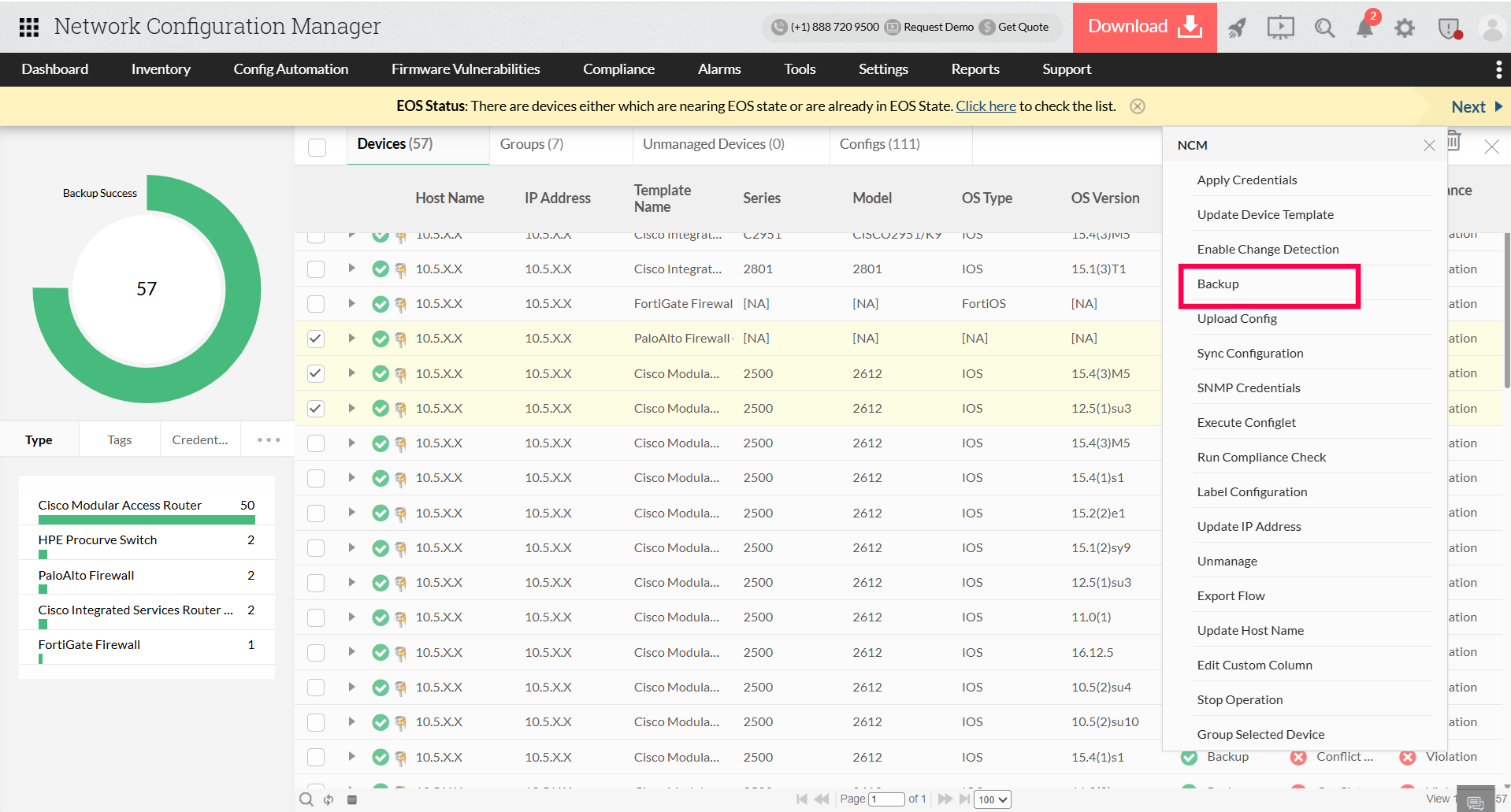 Instant backups when you need them most - ManageEngine Network Configuration Manager