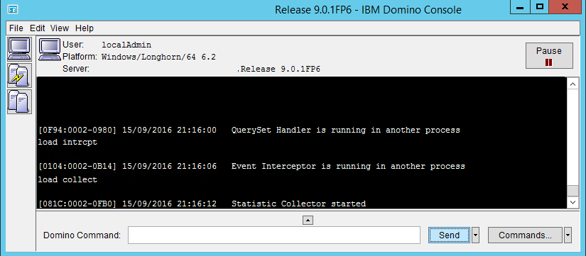 SNMP agent configuration in Lotus Domino Server on OpManager: Commands for verification on Domino console