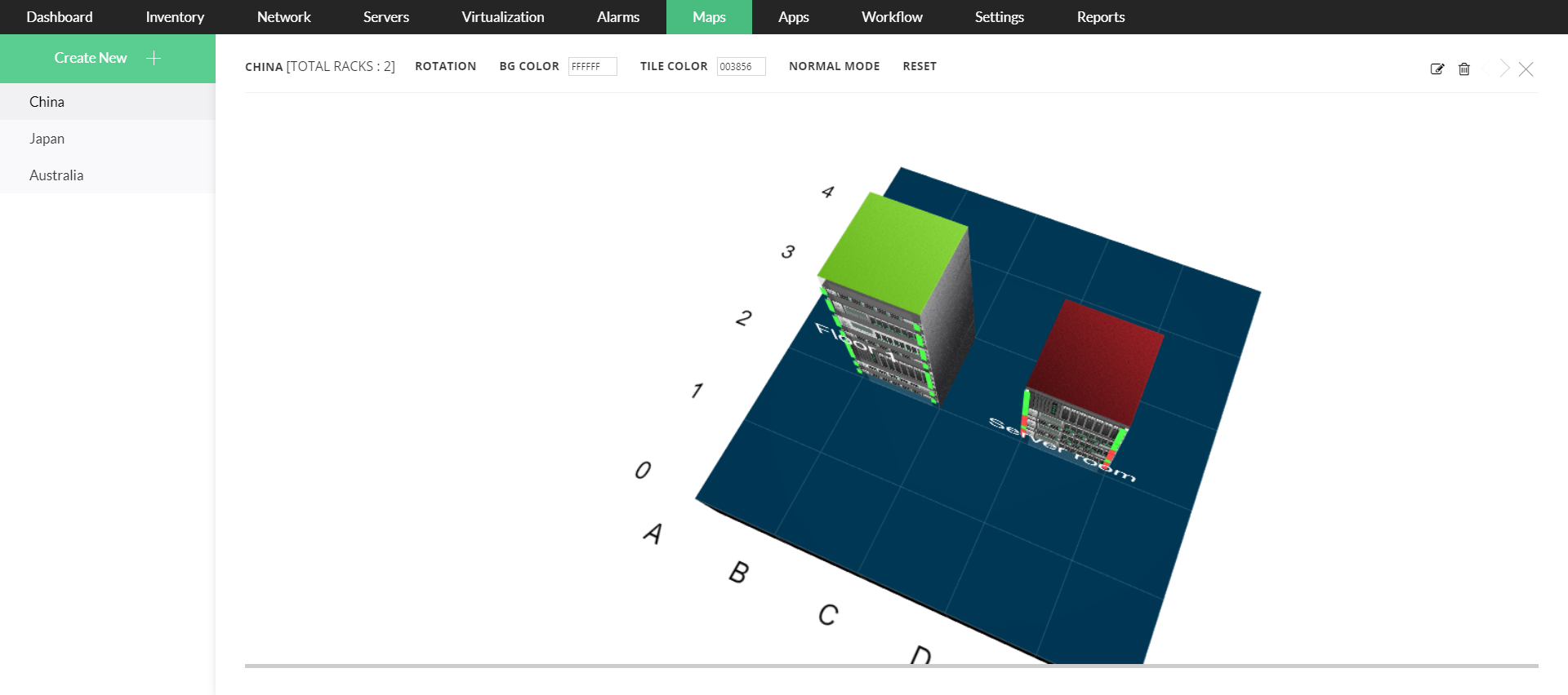 L2 Discovery - 3D Floor view - ManageEngine OpManager