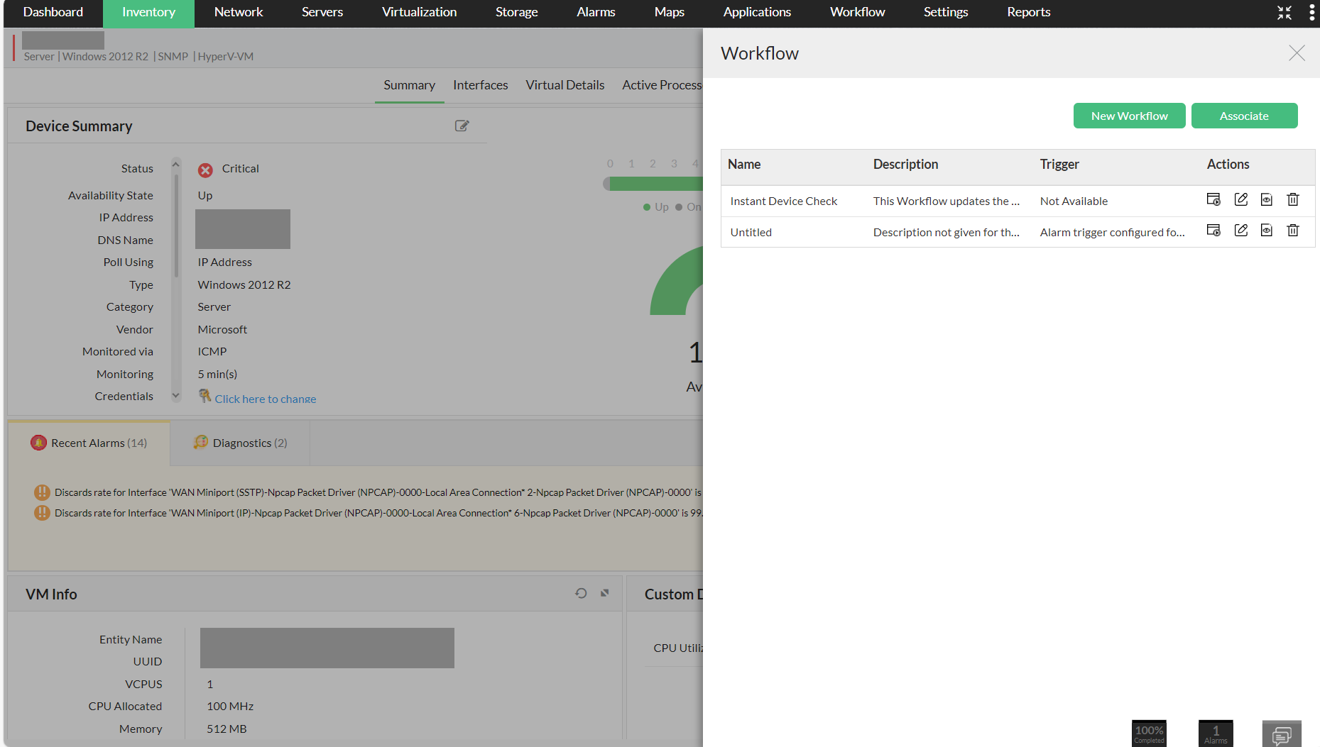 Executing workflow in OpManager