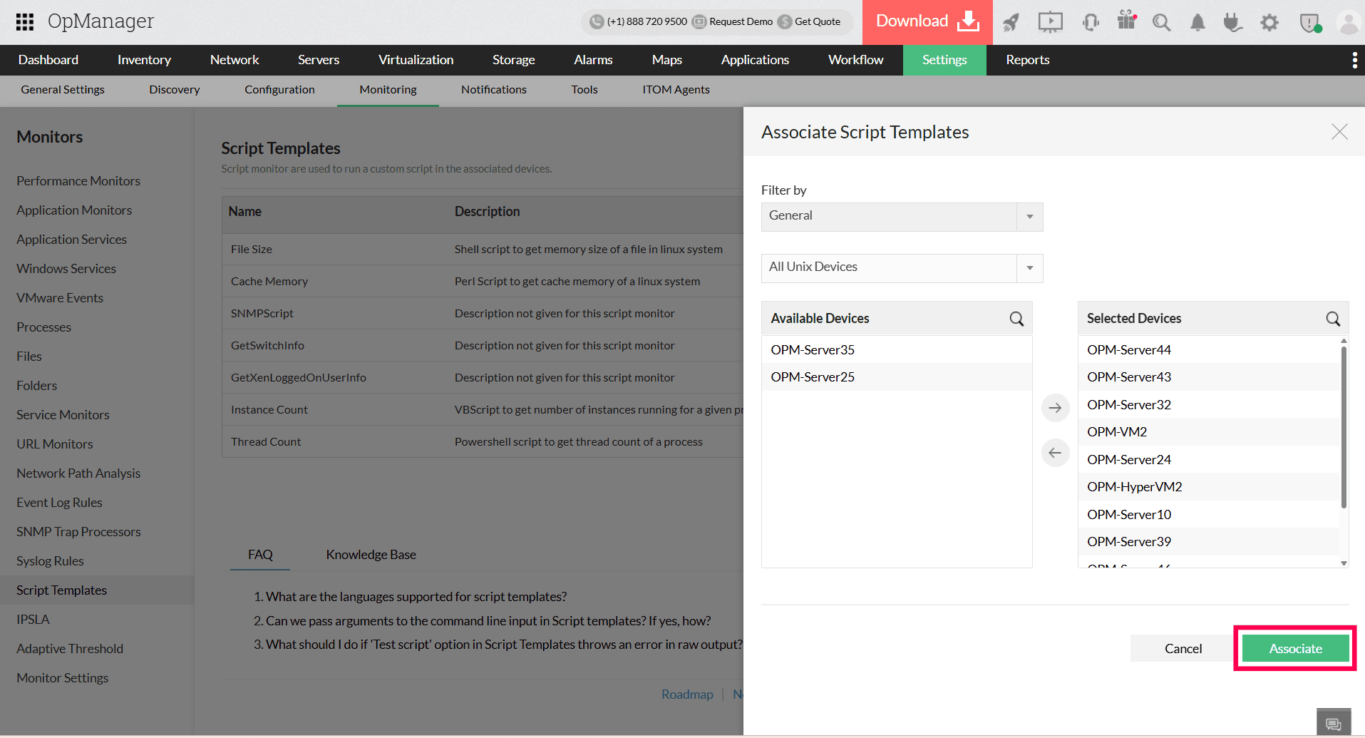 Associate script template