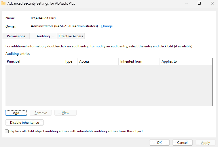 Adding SACL entries