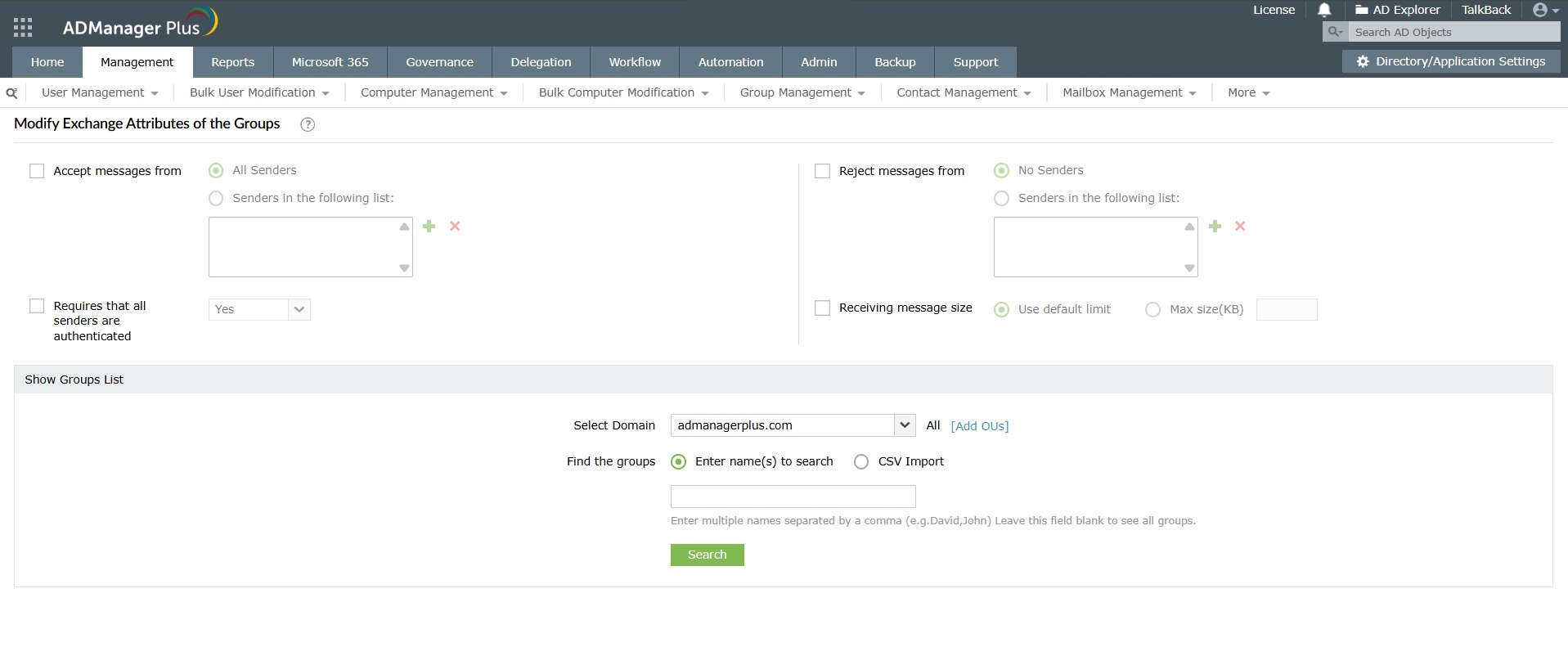 How to modify groups in bulk based on attributes in Active Directory using ADManager Plus
