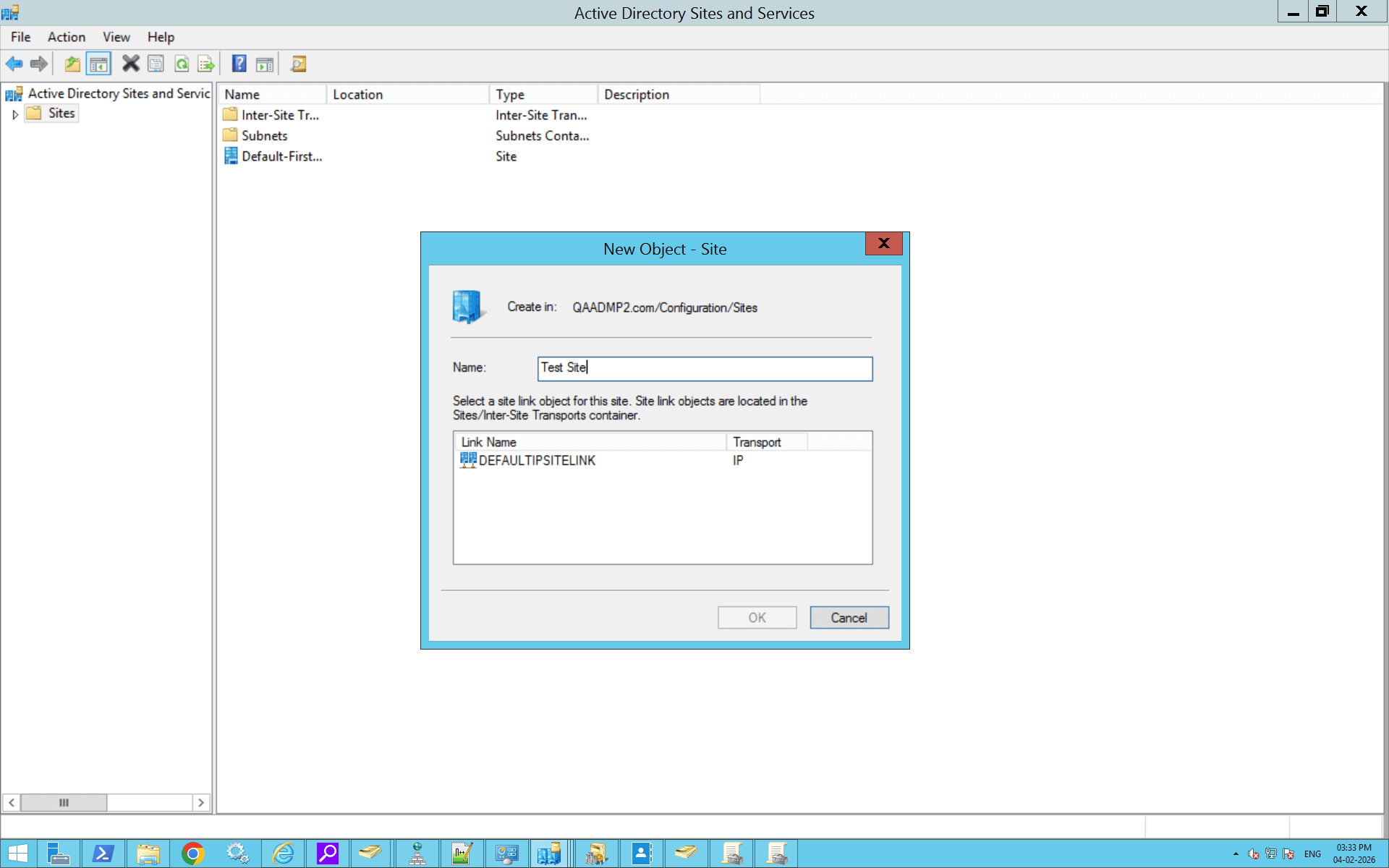 How to create a site in Active Directory Sites and Services.