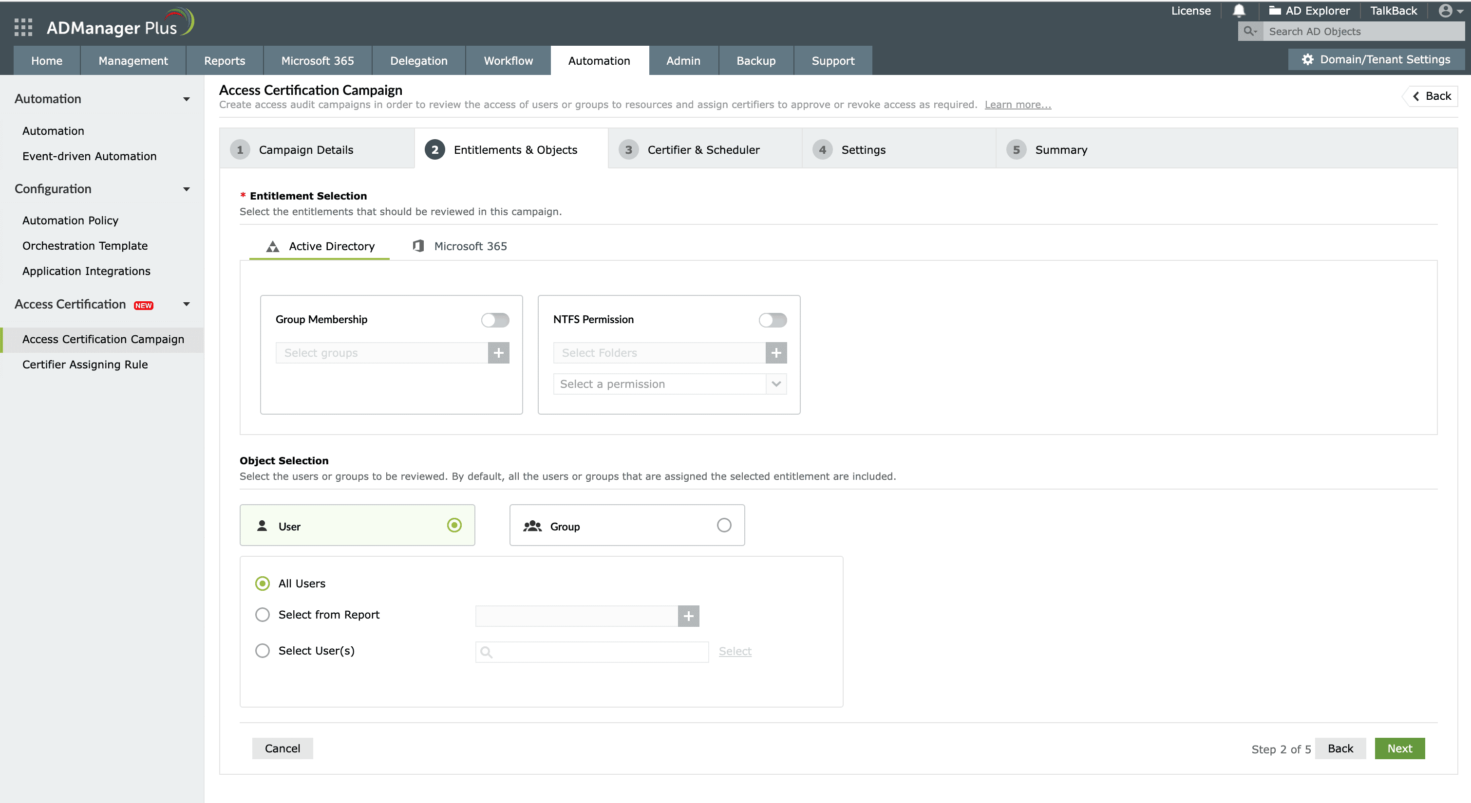 Customizable campaigns based on organizational needs