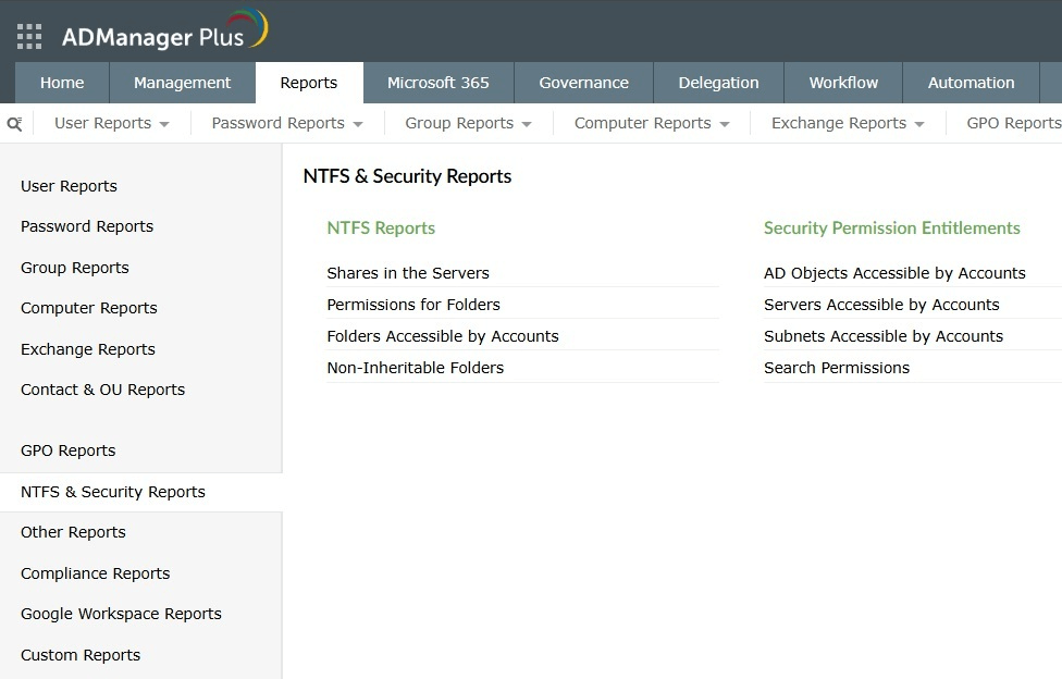 How to manage NTFS reports