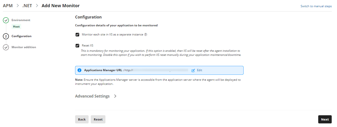 Applications Manager APM Insight Install .NET and .NET Core agent: Configuring the agent