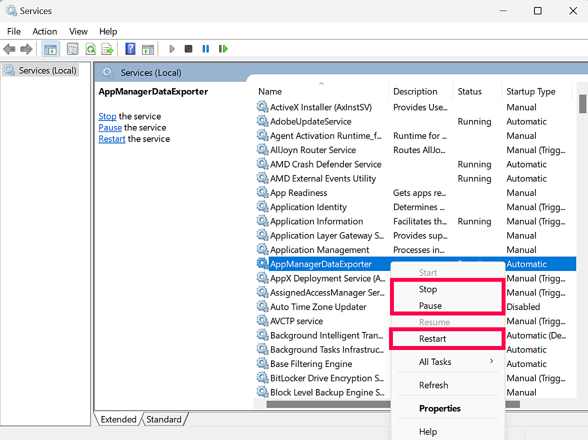 Applications Manager APM Insight Data Exporter for Windows: Managing the data exporter