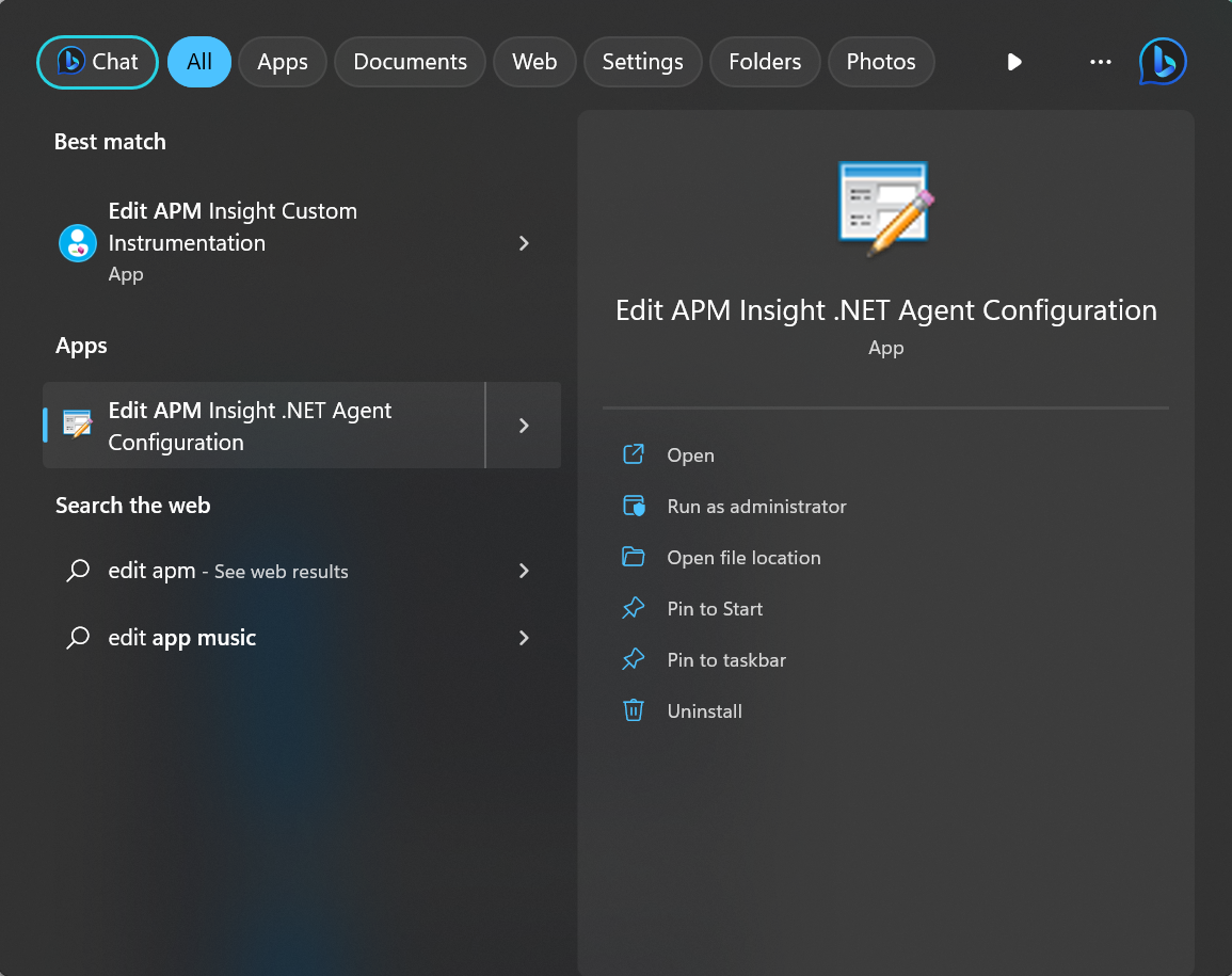 Applications Manager APM Insight .NET agent Configuring App filters: Editing agent configuration