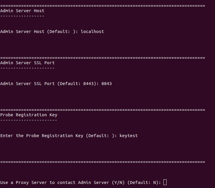 Applications Manager Enterprise Edition Installation: Entering port details for Probe server in console mode/command line