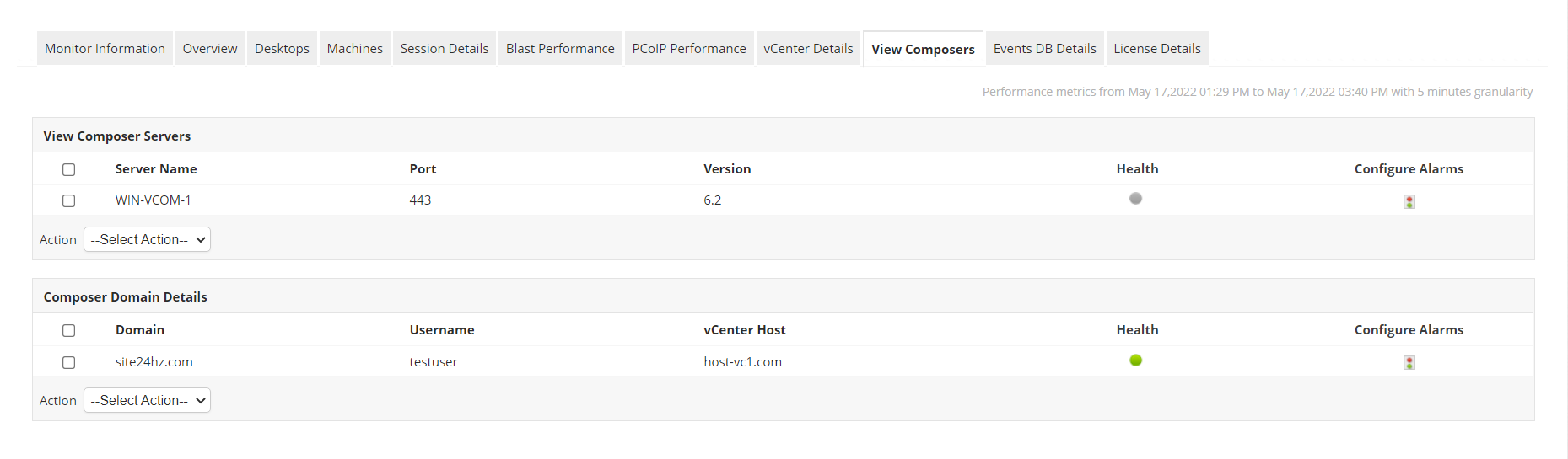 Configuration of vCenter Servers in Horizon View