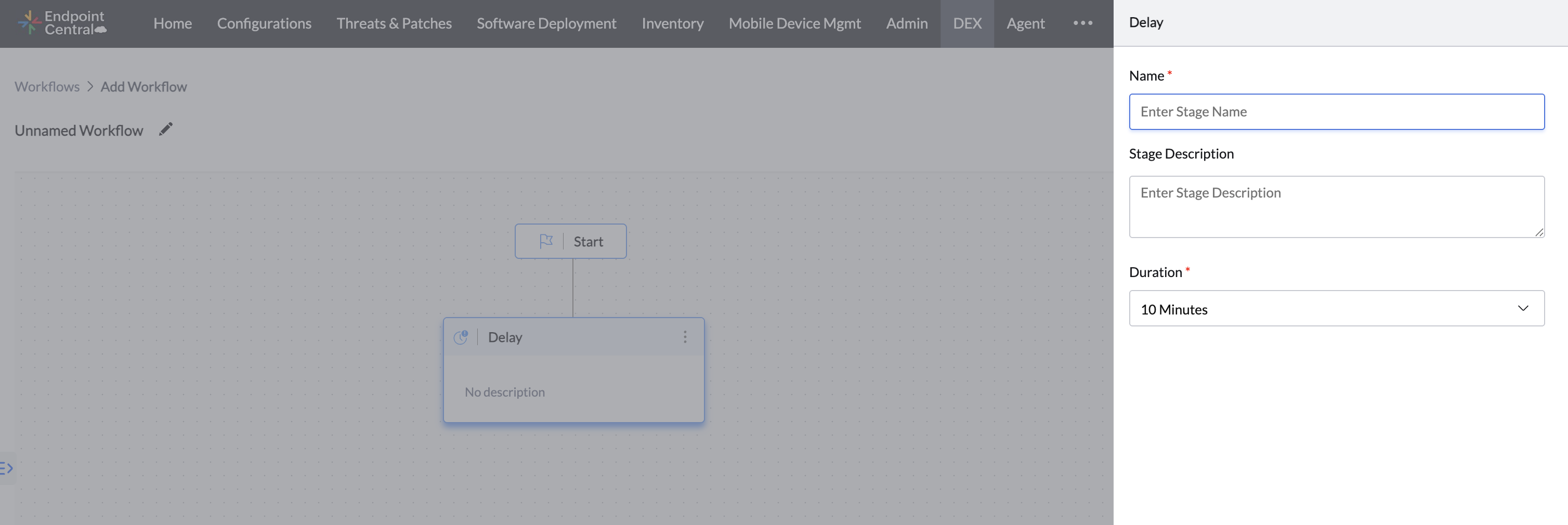 Workflow Delay Stage Configuration View
