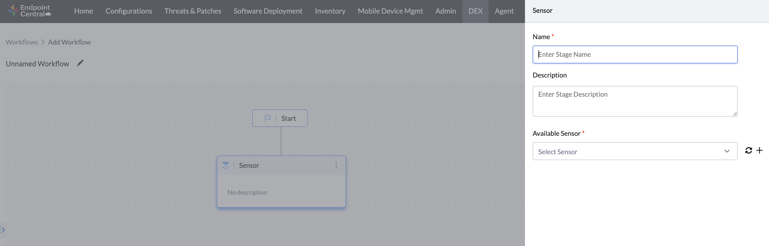 Workflow Sensor page
