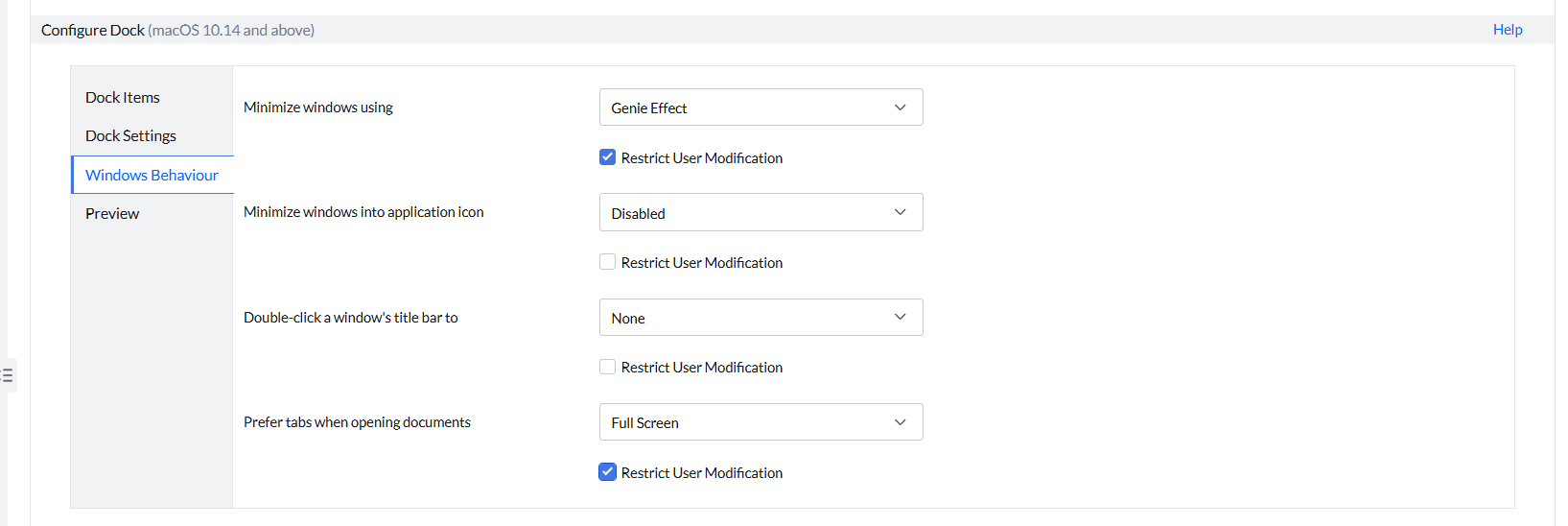 Dock Windows Behaviour
