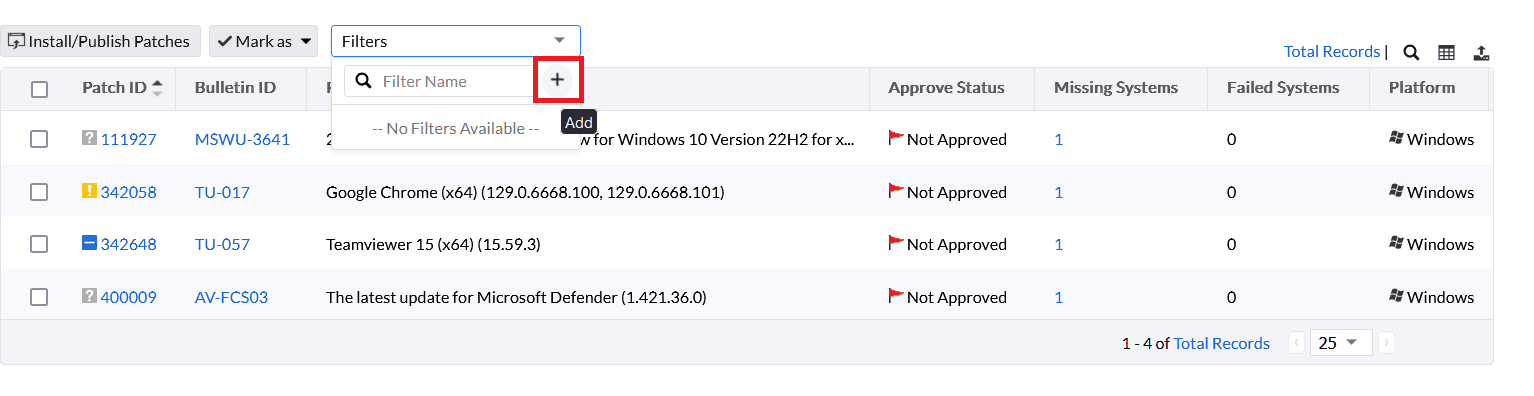 Filtering Missing Patches