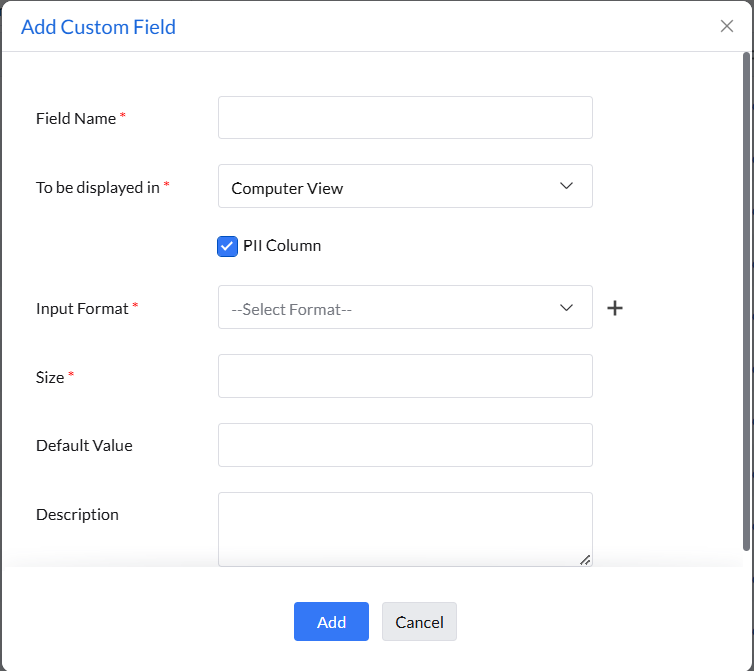 Desktop Central - Custom Field