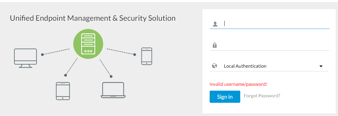 Tips to fix local authentication login issue - ManageEngine Endpoint Central