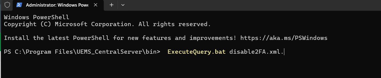 disable-tfa Disabeling TFA in the Central Server Directory