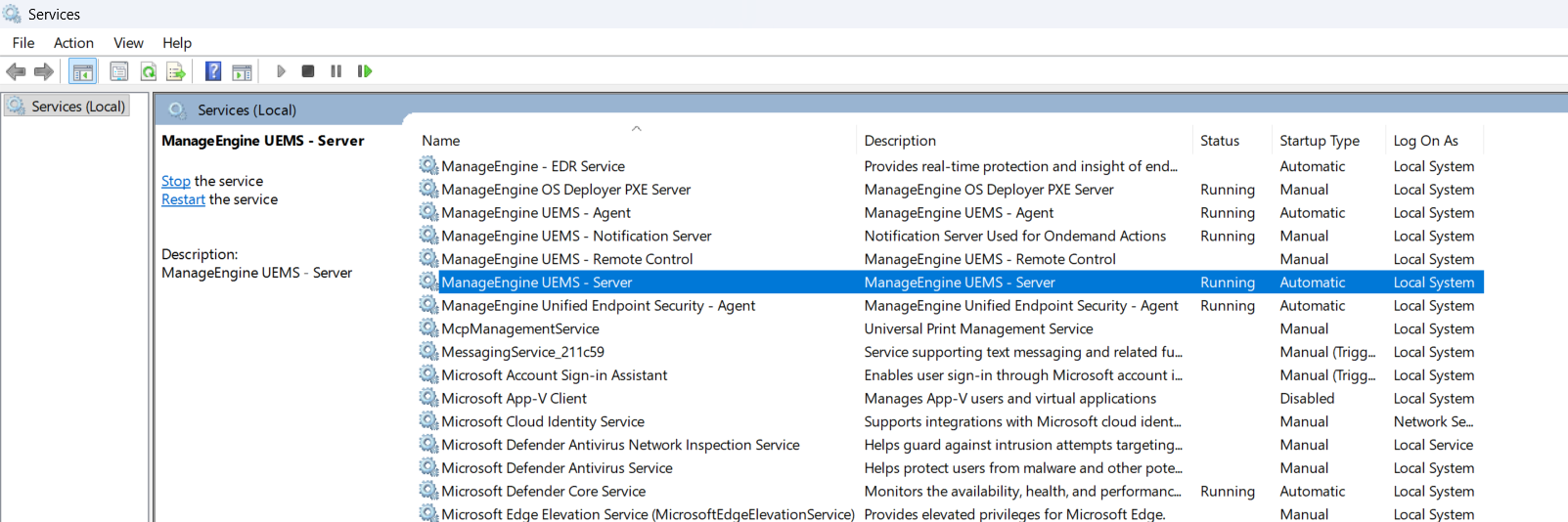 Stopping Endpoint Central Server Stopping Endpoint Central Server