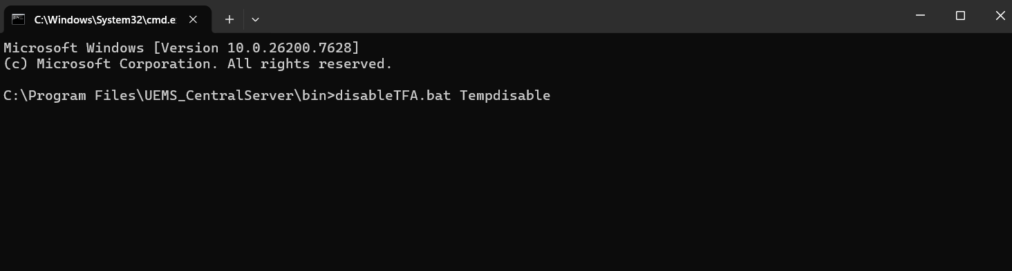 Running disableTFA.bat Running disableTFA.bat