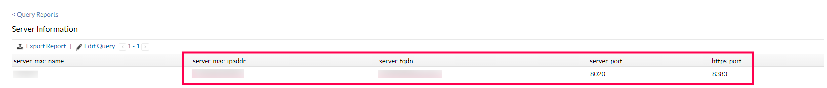 Query Report in Endpoint Central Endpoint Central: Query Report of obtained server details