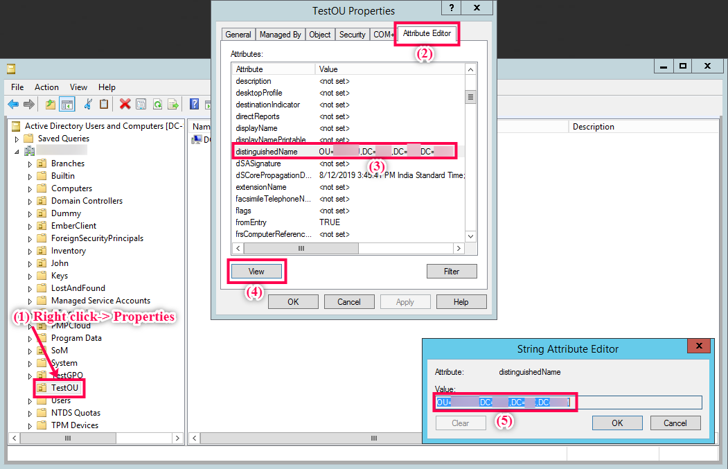Finding Domain Name Endpoint Central: Finding domain and distinguished OU name AD