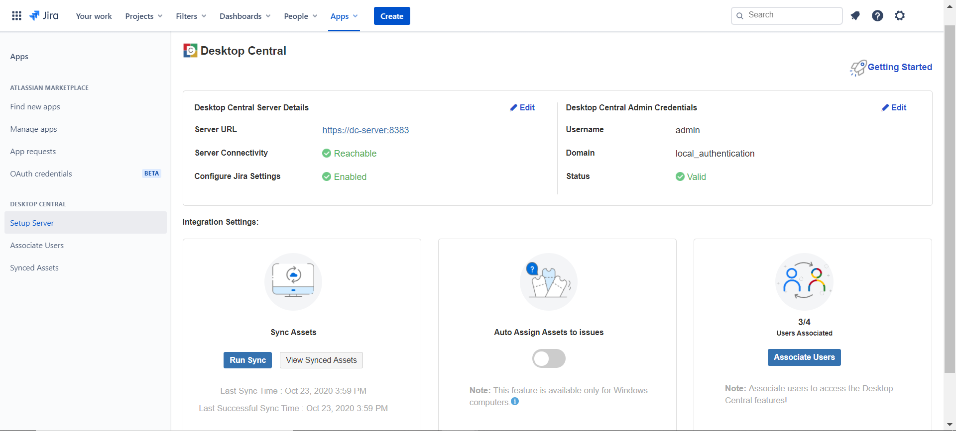 Jira Service Management Cloud- Endpoint Central integration summary