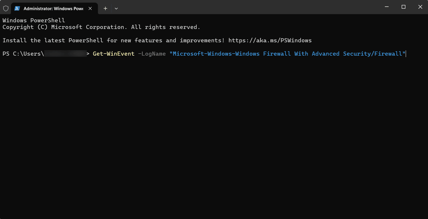 Fig. 5 Viewing and accessing Windows Firewall logs using PowerShell in Windows Server (2012, 2016, 2019, 2022)