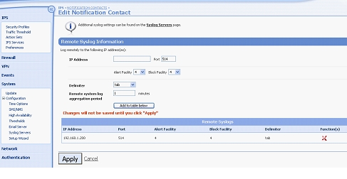 Remote SysLog Information