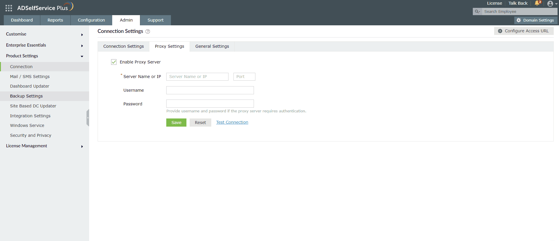 ADSelfService Plus proxy settings ADSelfService Plus proxy settings