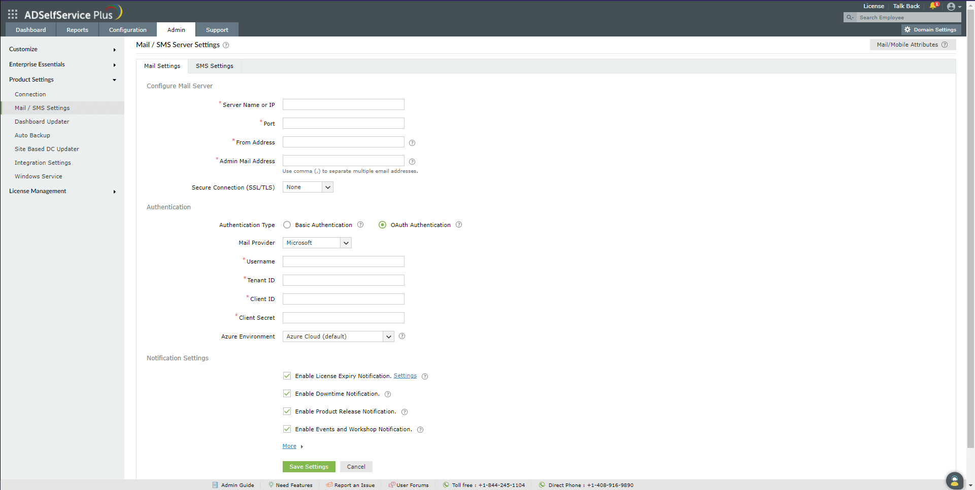 config_mail Mail server settings