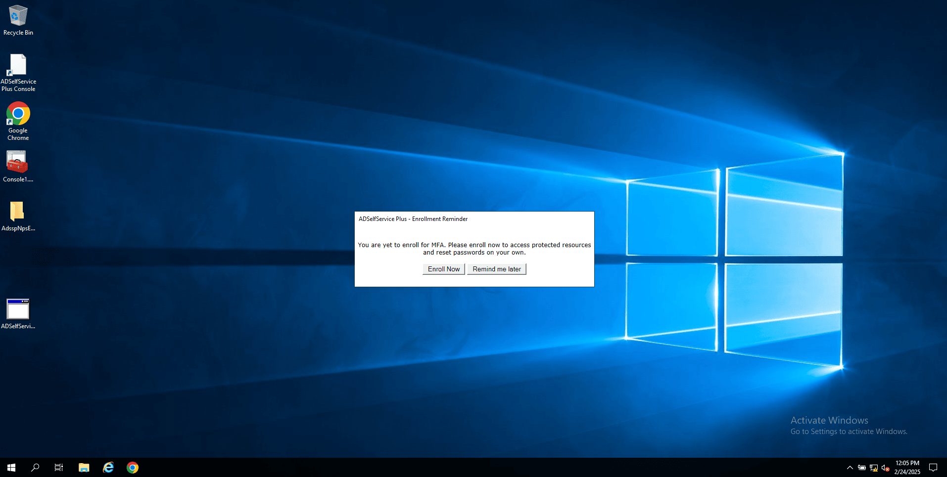Forcing enrollment via the login script in ADSelfService Plus