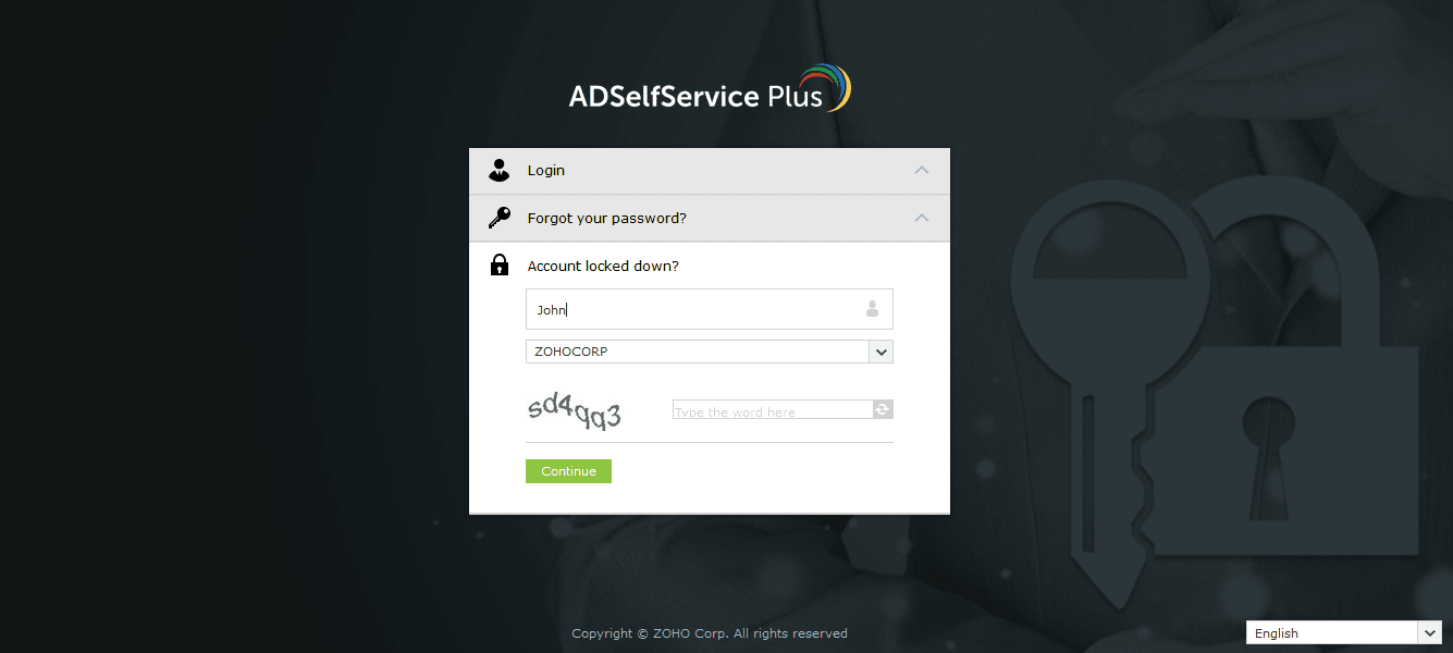 The web browser login page, where you select Account locked down?