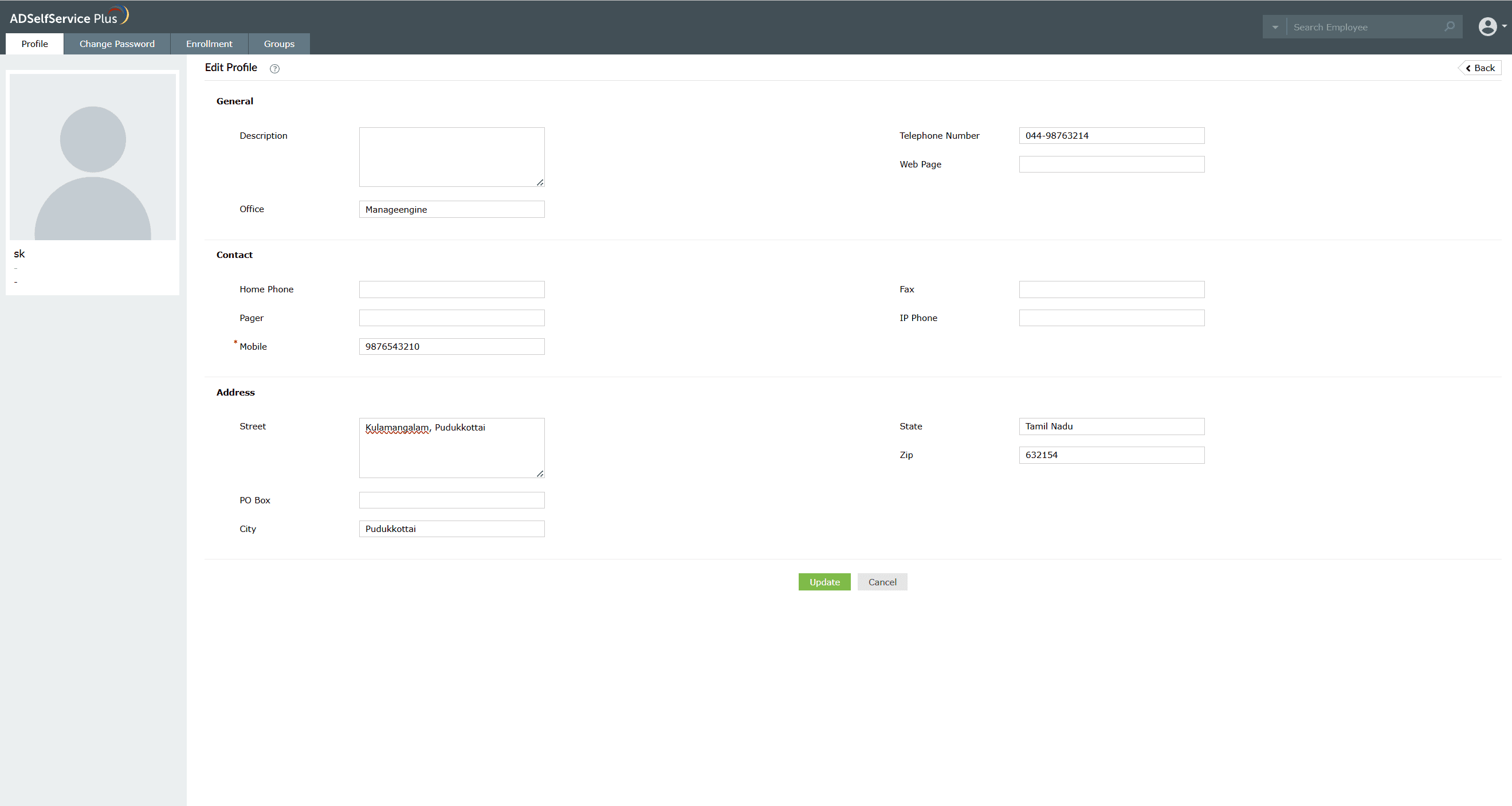 Updating your details on the Profile tab