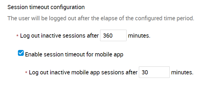 Session timeout configuration