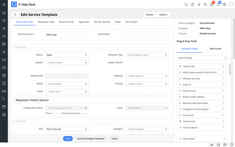 Cloud service catalog template