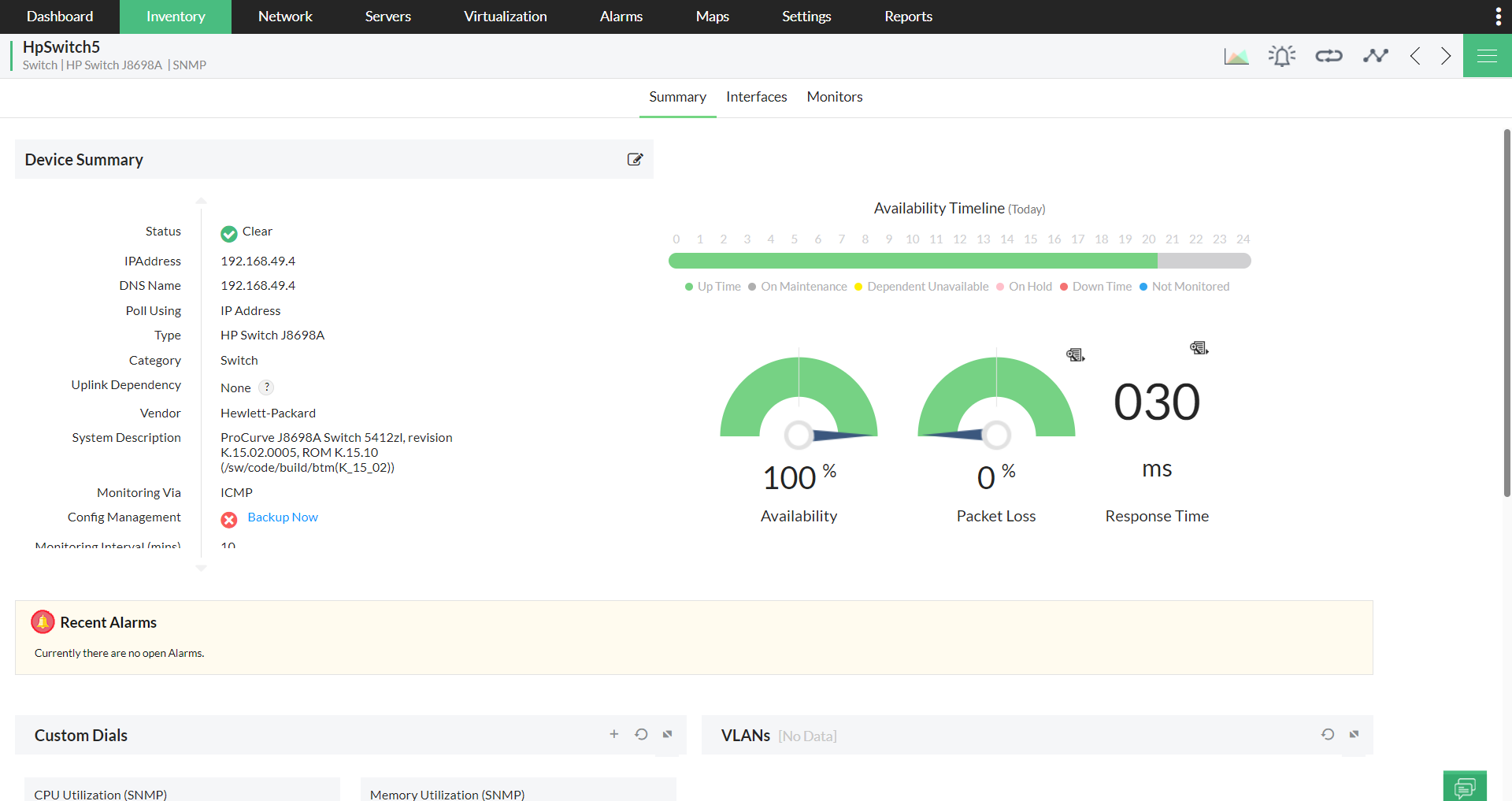 Network performance monitoring ManageEngine RMM Central