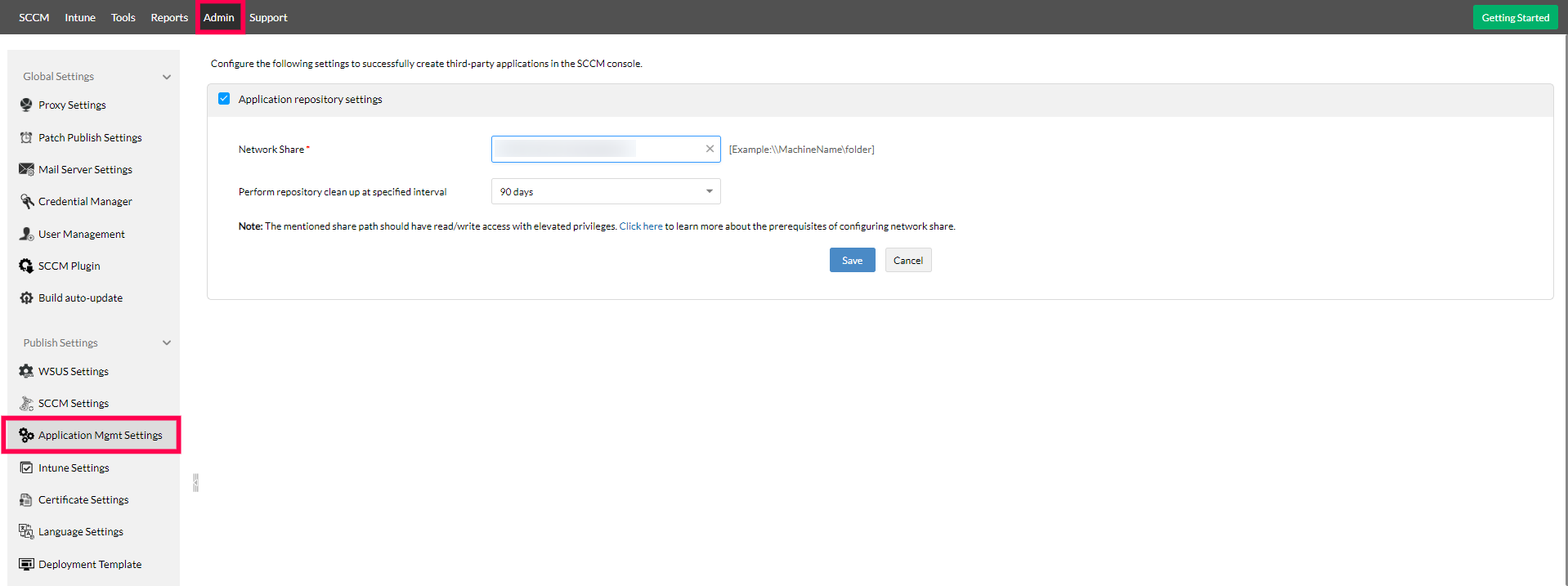 app-settings Application deployment in SCCM - ManageEngine Patch Connect Plus