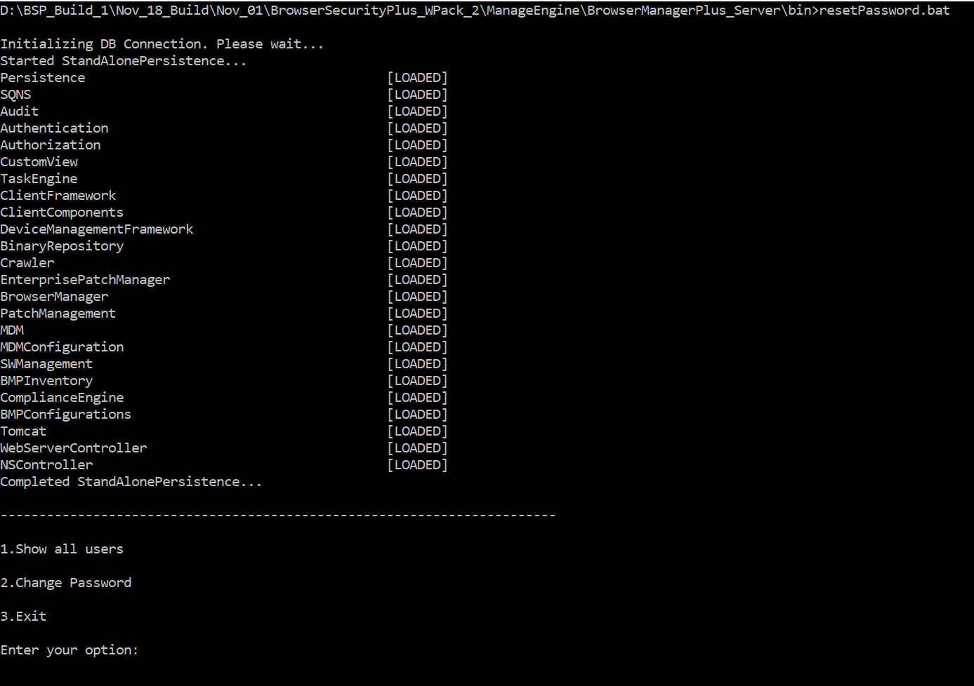 Reset password of Browser Security Plus product console