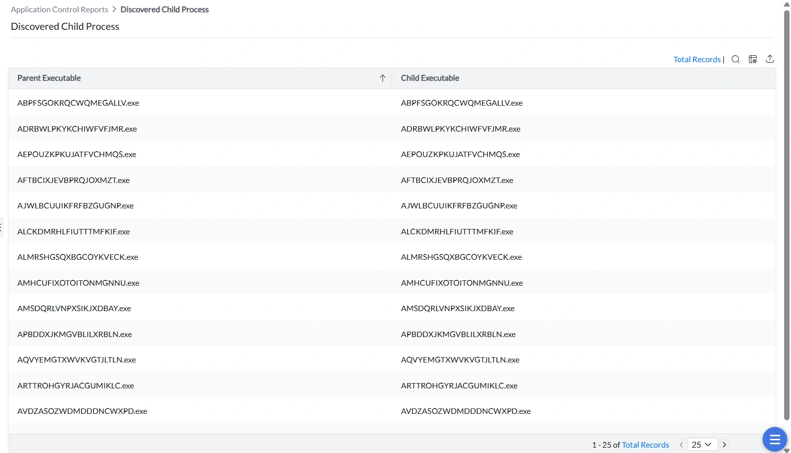 Child Process Report listing processes spawned by running applications. Child Process Report listing processes spawned by running applications.