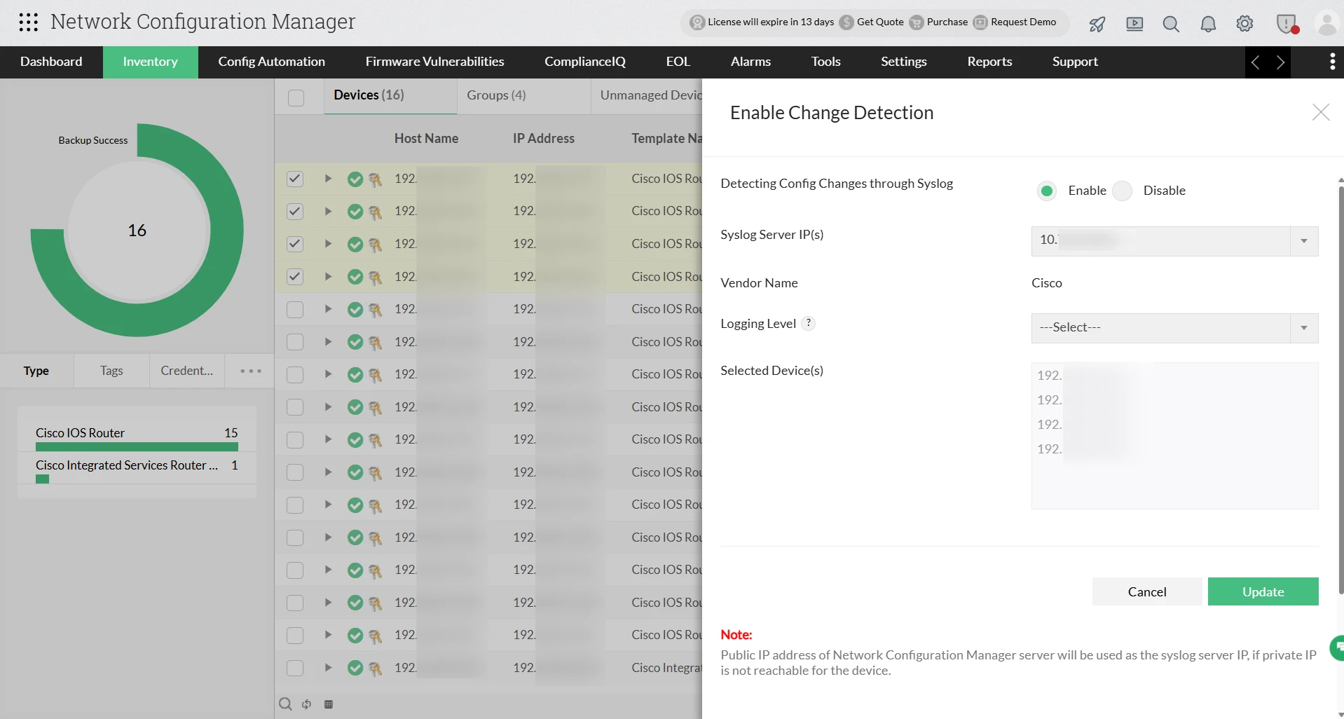 Network Device Change Management Network Device Management Solutions - ManageEngine Network Configuration Manager
