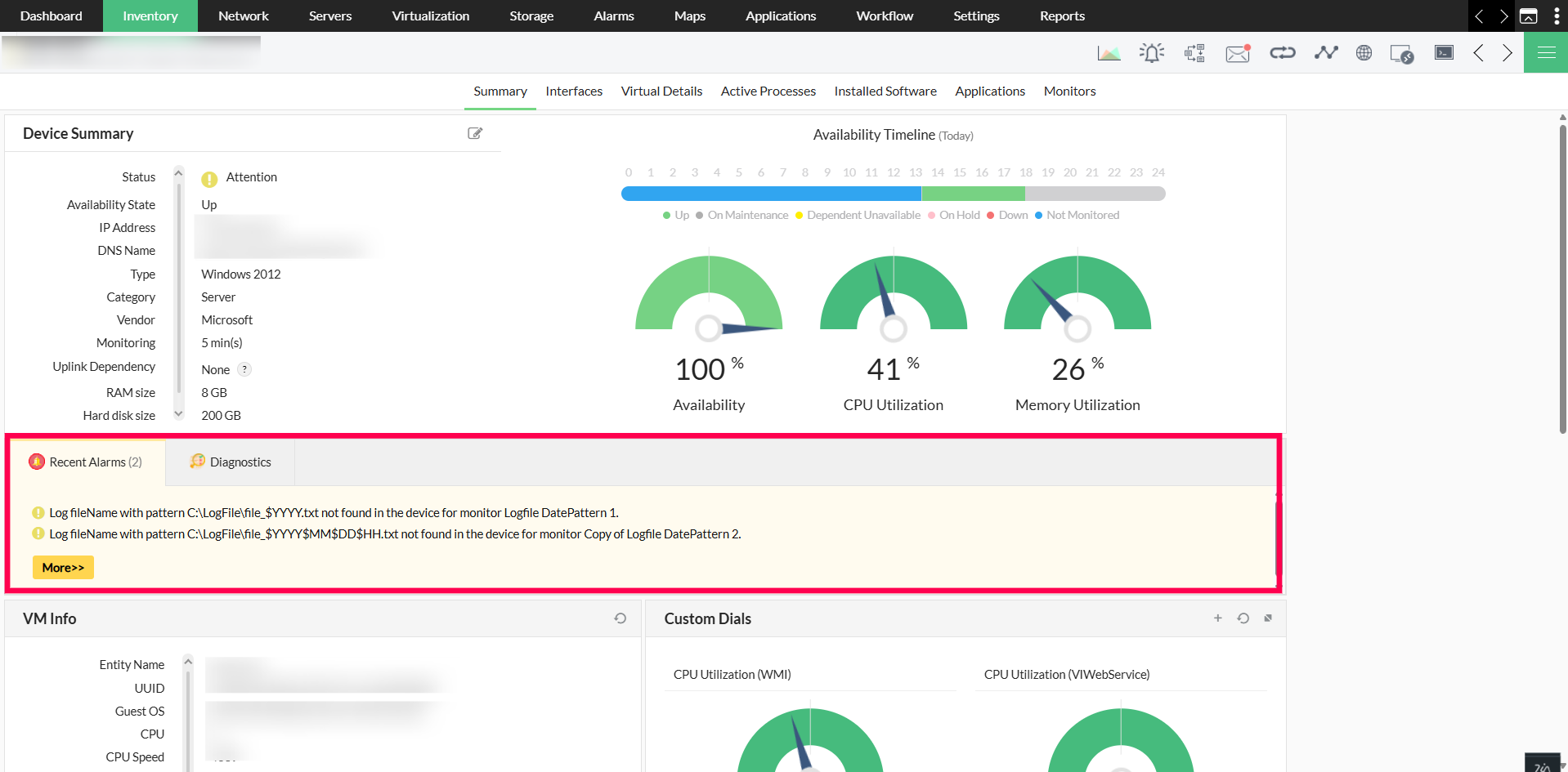 Alerts raised for date-based log file monitoring in OpManager