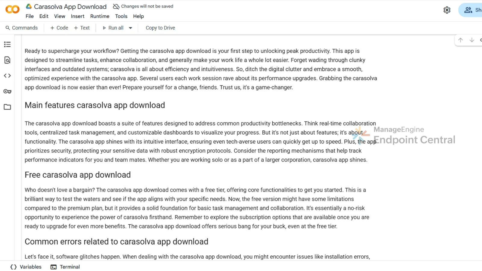 Malicious Google Colab notebook presenting an LLM-generated installation guide for the software
